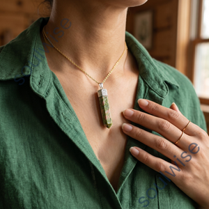 Colgante de Lápiz de Unakita, Joyería Unisex con Forma Hexagonal, para Bodas y Compromisos, Estilo Hindú Religioso - Product Image 3