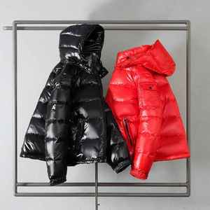 Wholesale Fashion White Duck Down <b>Feather</b> Shiny Bubble Coats Hooded Men's Custom logo Oem Puffer Jackets - Product Image 5
