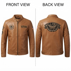 Chaqueta de Cuero PU Premium 950 GSM Azul Marino Intenso Diseño Multipanel Logotipo Personalizado Cierres Metálicos Impermeable Transpirable Ecológico - Product Image 6