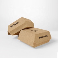 Boîte à hamburger personnalisée en kraft |   Emballage alimentaire à emporter respectueux de l'environnement |   Boîte en papier jetable pliable pour la restauration rapide