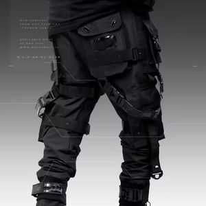 Pantalon cargo techwear pour homme, joggers tactiques multi-poches, sangles à boucle, pantalon urbain, hip hop, Harajuku, cyberpunk, streetwear - Product Image 3
