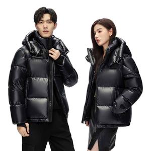 New Custom Breathable <b>Top</b> Quality Black Colour Quilted Puffer Plasticise Waterproof Unisex Goose Down Jacket - Product Image 1