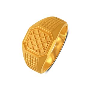 Modern Gold Finish Geometric Lattice Pattern Wide Band Signet <b>Ring</b> <b>for</b> <b>Men</b> Wholesale Fashion Jewelry - Product Image 1