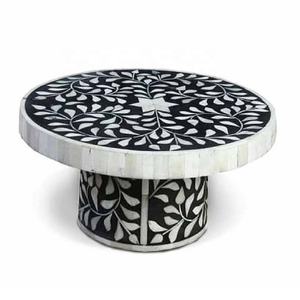 Nouveauté : Plateau rond à motifs floraux en os incrusté, fait à la main, pour gâteaux, présentoir à desserts, supports à cupcakes, service décoratif - Product Image 1