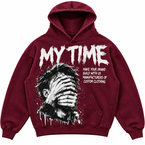 Sweat-shirt à capuche unisexe surdimensionné My Time pour homme, avec poche avant, décontracté, bleu, 100% coton molletonné, design personnalisé - Product Image 4