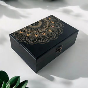 Boîte en bois gravée au laser, imprimée, pour bijoux, boîte de rangement en bois imprimée pour cadeaux haut de gamme, vente en gros - Product Image 1