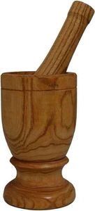 Mortero y Pilón de Madera Natural Hechos a Mano, Ecológicos, para Moler Especias y Hierbas, Herramienta Manual de Cocina para Ajo, Okhli - Product Image 4