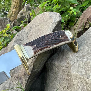 Couteau de chasse J2 en acier neuf, manche en bois de cerf, couteau de survie artisanal de collection, lame de 11 pouces, finition haute brillance - Product Image 4