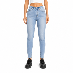 Private Label Women <b>Stretch</b> Skinny <b>Denim</b> Jeans High Waist Solid Color Casual Fashion Trousers OEM ODM Custom Manufacturer - Product Image 1