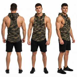 Chaleco Deportivo con Capucha y Estampado de Camuflaje, Transpirable, Sin Mangas, para Hombre, de Algodón y Poliéster, para Gimnasio - Product Image 5