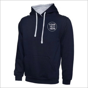 <b>Men's</b> Navy Hooded Sweatshirt Regular Fit Cotton Fleece Casual Solid Color Pocket Design Autumn Wear - Product Image 1