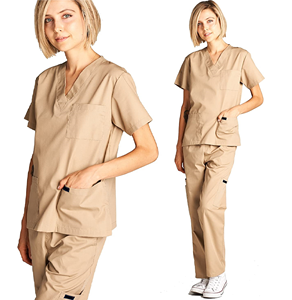 Ensemble de gommage d'allaitement 2 pièces unisexe doux, haut à col en V, pantalon avec poche cargo, imprimé court, uniformes médicaux d'hôpital OEM pour hommes - Product Image 2