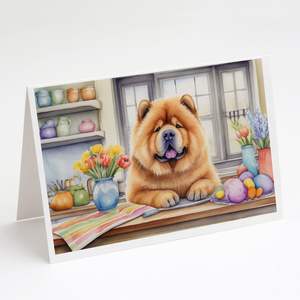 Whimsical Easter Chow Chow <b>Greeting</b> <b>Cards</b> Pack of 8 A7 Size 5x7 Blank Note <b>Cards</b> with Envelopes for Decorations - Product Image 1