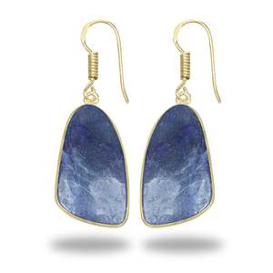 Blue Aventurine <b>Earrings</b> Adorable 18k Gold Plated Brass Charm <b>Earrings</b> Hanging Drop <b>Dangle</b> Party Wedding Gift Women - Product Image 2