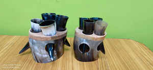 Juego de 4 Cuernos para Beber de Primera Calidad con Soporte, Producto de Lujo Más Vendido en India para Fiestas, Producto de Alta Demanda para Cerveza - Product Image 5