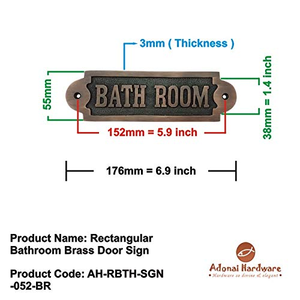 Rectangular <b>Bathroom</b> Brass <b>Door</b> <b>Sign</b> Antique Brass - Product Image 2