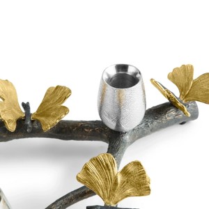 เชิงเทียนทองเหลืองลายใบแปะก๊วย ดีไซน์สวยงาม ทนทาน เหมาะสำหรับตกแต่งบ้าน - Product Image 6