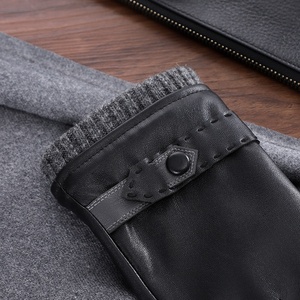 Gants en cuir longueur poignet avec doublure thermique en laine, style uni, pour l'hiver, utilisation quotidienne - Product Image 6