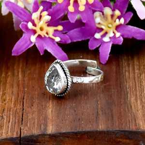 Natural Handmade Cubic Zirconia Gemstone Engagement Ring 925 Sterling Silver Jewelry Adjustable Band Fine Ring Jewelry <b>For</b> <b>Her</b> - Product Image 4
