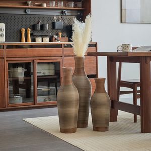 Jarrón Clásico Marrón de Escritorio y de Pie con Soporte Alto Independiente para Flores, Elegante Jarrón Decorativo de Enredadera Artificial PV - Product Image 3