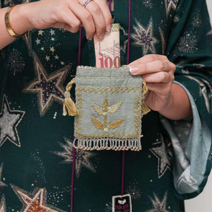 Customized Cotton Drawstring Packaging Fabric Wallet <b>Gift</b> Bag Embroidery Tassel Beaded Coin Candy Jewelry Pouch Giveaway Bags - Product Image 1
