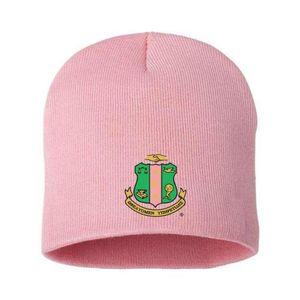 Gorro de Invierno AKA Shield Rosa, Tejido, Bordado con el Escudo de la Hermandad Griega, Gorro Suave, Cálido y Elástico para Mujer - Product Image 1