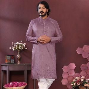Elegant <b>Smart</b> Silk Kurta Pajama Set for Men And Embroidered <b>Mirror</b> Work Festive Wear with wholesale rate by royal export - Product Image 2