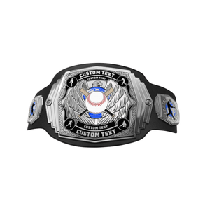 NUEVO Cinturón de Campeonato de Béisbol Premium, Cinturón Deportivo de Cuero Negro con Alas y Placa Dorada para Premios Personalizados - Product Image 1