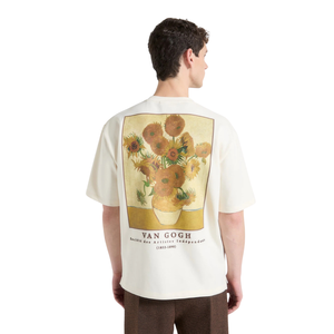 <b>Men</b> O Neck Short Sleeve T <b>Shirt</b> <b>Sunflower</b> Back Graphic Front Text Print Relaxed Fit Wholesale Custom OEM Cotton Jersey Tee <b>Shirt</b> - Product Image 4