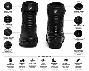 Botas de Ciclismo Dumela, Negras, de Cuero Genuino, Transpirables, Impermeables, Protectoras, para Todas las Estaciones, Entrenamiento Deportivo - Product Image 6