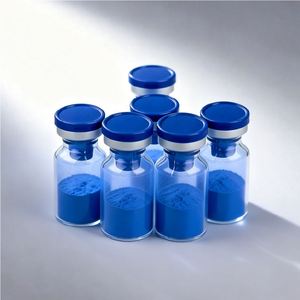 Polvo Compacto Seguro Estilo Péptido en Viales GHK Cu con Tapa Azul para Reafirmación Corporal, Materia Prima para Investigación, Envío Rápido EE. UU. - Product Image 1