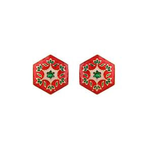 Sanctuary of Jewels Luxury Gold Plated Red Green Enamel Hexagon Cufflinks Men Formal Shirt <b>Accessories</b> <b>Wedding</b> Business Gift - Product Image 5
