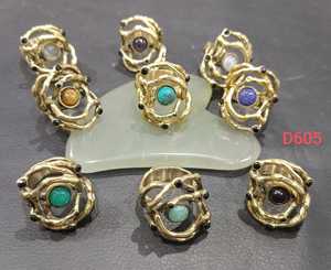Ensemble de bracelet et bague ethniques chrétiens en laiton faits à la main, bijoux fantaisie à coupe ovale, accessoire de fête RG-110723165C, boîte cadeau - Product Image 1