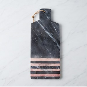 Tabla de cortar de mármol con asa, diseño de rayas rosas, rectangular, con cuerda - Product Image 3