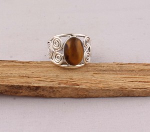 Natural Tiger Eye <b>Ring</b> 925 Sterling <b>Silver</b> Vintage Boho Style Brown Gemstone Statement <b>Ring</b> <b>for</b> <b>Men</b> Women Handcrafted - Product Image 1