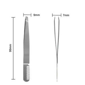 Pince à épiler professionnelle en acier inoxydable de 100 mm, inclinée, de haute qualité, écologique, légère, confortable, avec pointes en fibre parfaites - Product Image 1