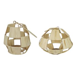 Portavelas de Hoja de Palma Geométrica Costera, Portavelas Colgante de Listones Abiertos, Portavelas de Cristal para Jardín, Luz Decorativa Interior - Product Image 6