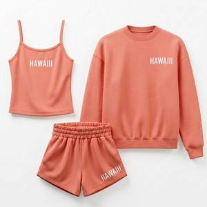 Ensemble de détente 3 pièces imprimé Ohio pour femme, sweat-shirt à col rond, short, tenue décontractée, jaune moutarde, coton tricoté, manches longues, OEM - Product Image 4