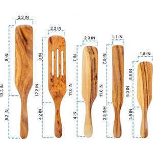 Forest Harvest Wooden Kitchen Utensil Set With <b>Storage</b> Holder Hand Polished Durable Minimalist Design For <b>Camping</b> Use Server - Product Image 4