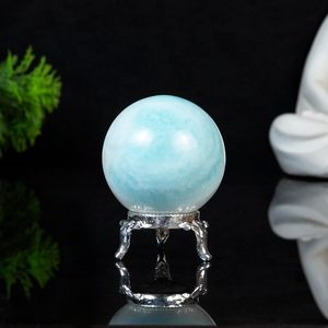 Sphère de cristal d'aragonite bleue naturelle 40-60mm, pierre précieuse polie pour la décoration intérieure, collection de cristaux, vente en gros, Feng Shui - Product Image 1
