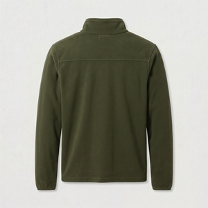 Sudadera de Forro Polar con Cierre de Cremallera de un Cuarto para Hombre, Color Verde Oliva, con Logotipo Impreso en Blanco, Corte Regular, Cuello Alto Informal, para Otoño, Marca Dumela - Product Image 2