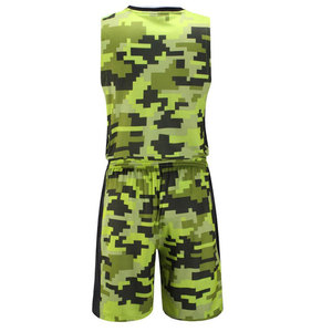 Uniforme de Baloncesto Sublimado Personalizado, Estampado de Camuflaje Verde, Unisex, Secado Rápido, Conjunto de Camiseta sin Mangas y Pantalones Cortos, para Todas las Temporadas - Product Image 3