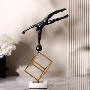 Geometric Shape Black Ceramic Man Figurine Modern <b>Table</b> <b>Decor</b> For Shelf And Cabinet Styling Enhancing Modern Interior Theme - Product Image 2