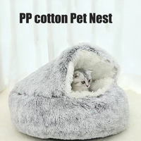 Coussin rond en peluche pour chat et petit chien, type donut