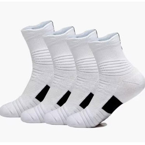 Econex Sports Crew Knee <b>Socks</b> Running Basketball Geometric Pattern White Black Knitted Breathable Quick Dry Non-Slip - Product Image 3