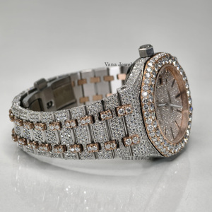 Montre Analogique à Quartz de Luxe pour Homme en Acier Inoxydable Style Hip Hop Glacé Pleine Pierre Moissanite Diamant de Haute Qualité 41mm OEM Usine - Product Image 3