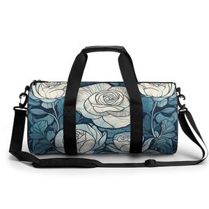 กระเป๋าเดินทางลำลองพิมพ์ลายดอกไม้สวยงาม กระเป๋ากีฬาแบบ unisex ขนาดใหญ่ น้ำหนักเบา สำหรับผู้ชาย - Product Image 3