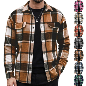 High Quality <b>Men's</b> Winter Hooded <b>Flannel</b> <b>Jacket</b> Windproof Eco-Friendly Front Logo Polyester Wadding Lined Plaid Streetwear - Product Image 1