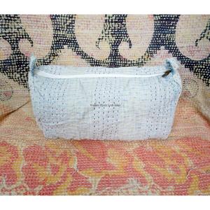 Custom Made Casual Handmade Quilted Tassel Zipper Kantha Pouch Set Artisan Cotton Travel Cosmetic Organizer Mixed Colors - Product Image 2