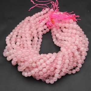 Cuentas redondas de cuarzo rosa, piedras preciosas naturales de color rosa, cuentas sueltas para la fabricación de joyería, suministro al por mayor, venta al por mayor, exportación. - Product Image 1